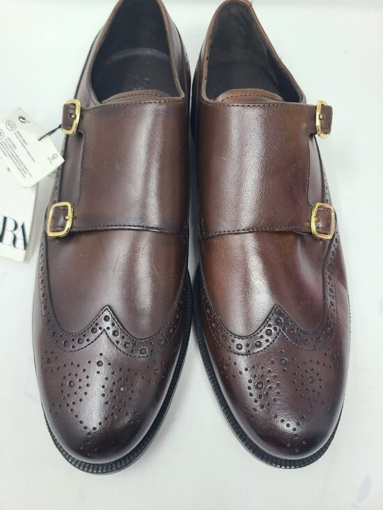 Zara Leather Double Monk Strap Shoes Size 8 2408/920 main image 7